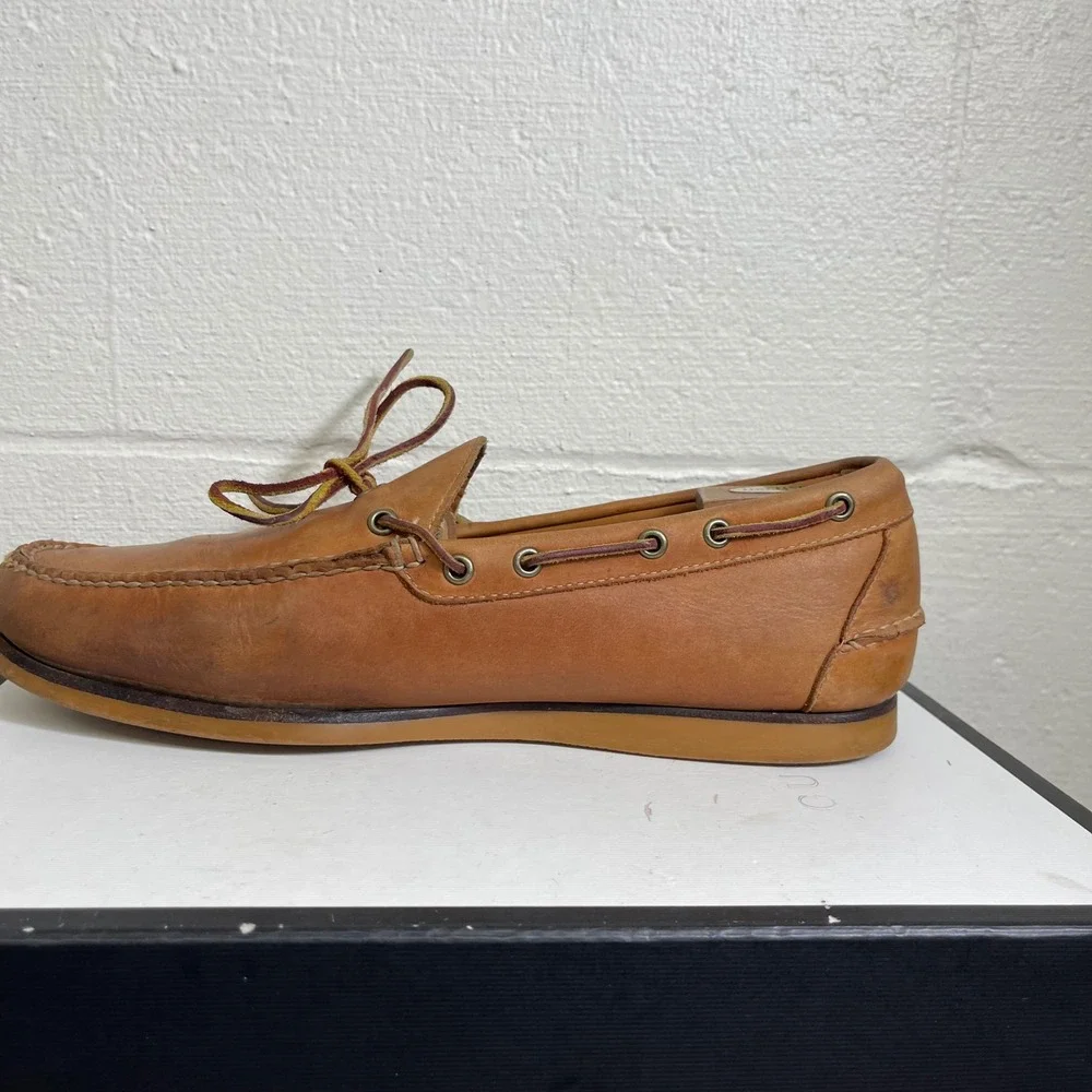 LL Bean Signature 297560 Moc Brown Leather Casual Loafer Slip On Mens Size 13 D